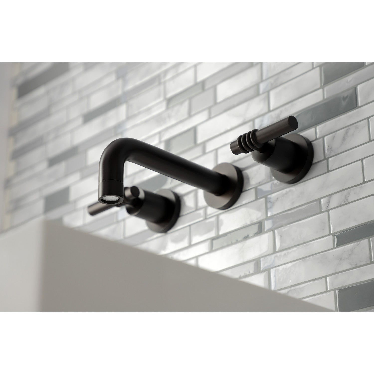 Kingston Sona KS8125ML - Milano Double-Handle 3-Hole Wall Mount Bathroom Faucet, Oil Rubbed Bronze — thumbnail 3